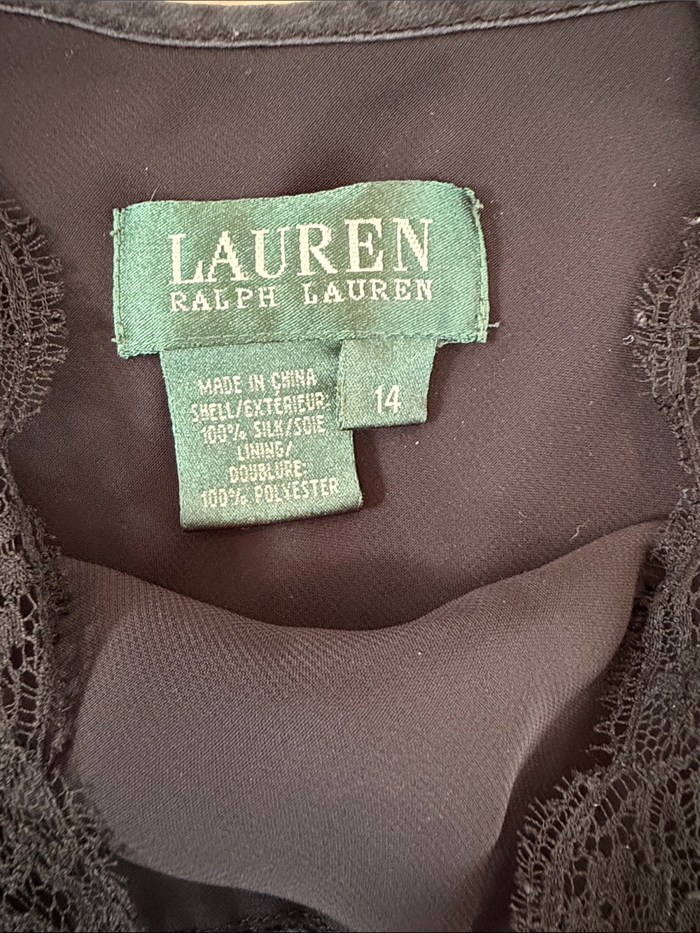 Ralph Lauren Black Silk-Blend Lace Trim Camisole - Picture 2 of 5